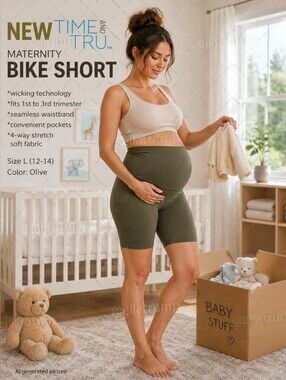 NEW Time and Tru Maternity Bike Short Size Large